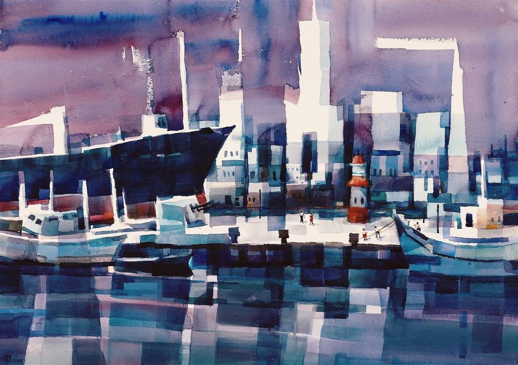 C034 陳文龍---大船入港 77x109cm 2009